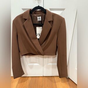 Zara Women's Cropped Brown Blazer